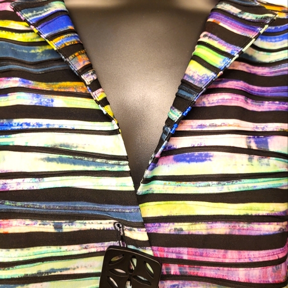 Joseph Ribkoff Multicolored Rainbow Striped Textured Blazer Size 18 - Picture 4 of 7